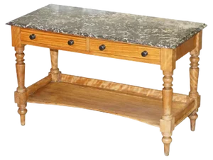 Victorian Marble Topped Satinwood Console or Writing Desk, 1880s