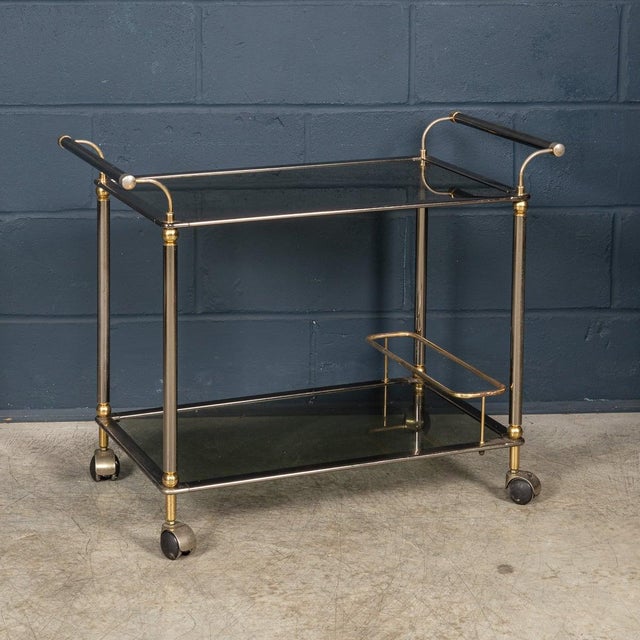 Vintage 20th Century Italian Steel & Brass Framed Drinks Trolley, 1980s For Sale - Image 17 of 18