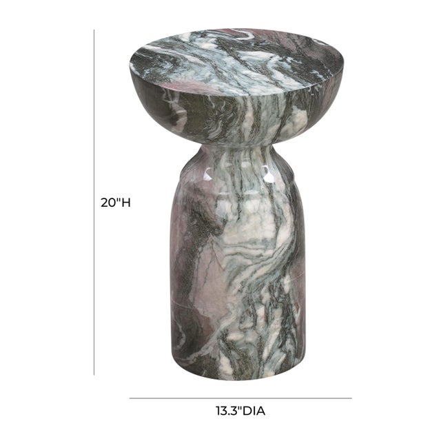2020s Rue Grey & Blush Marble Side Table For Sale - Image 5 of 7
