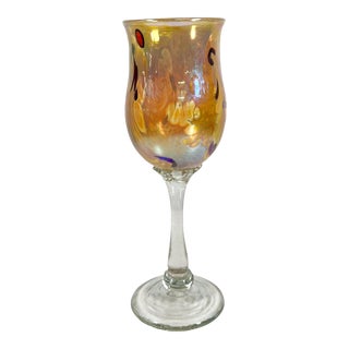 Aaron Slater Studio Design Art Glass Sculptural Stem Wine Goblet For Sale