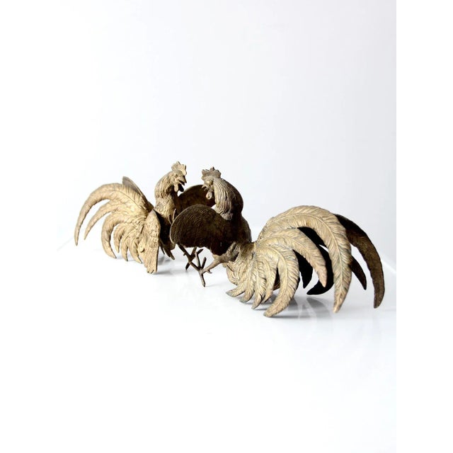 Antique Bronze Fighting Roosters Pair For Sale - Image 11 of 13