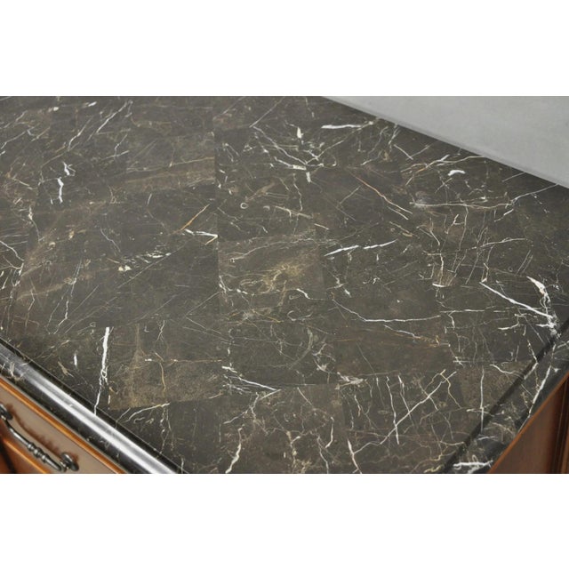 Kincaid French Country Cherry Wood 3 Drawer Marble Top Nightstand Bedside Table For Sale - Image 4 of 15