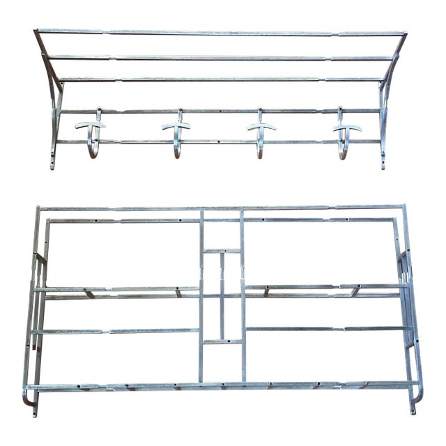 French Art Deco All Aluminum Coat Rack, Hall Tree Ca. 1940 For Sale