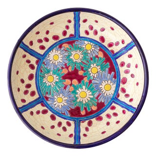 Vintage French Art Deco Cloisonné Enamel Bowl with Daisies from Manufacture Des Emaux De Longwy, 1930 For Sale