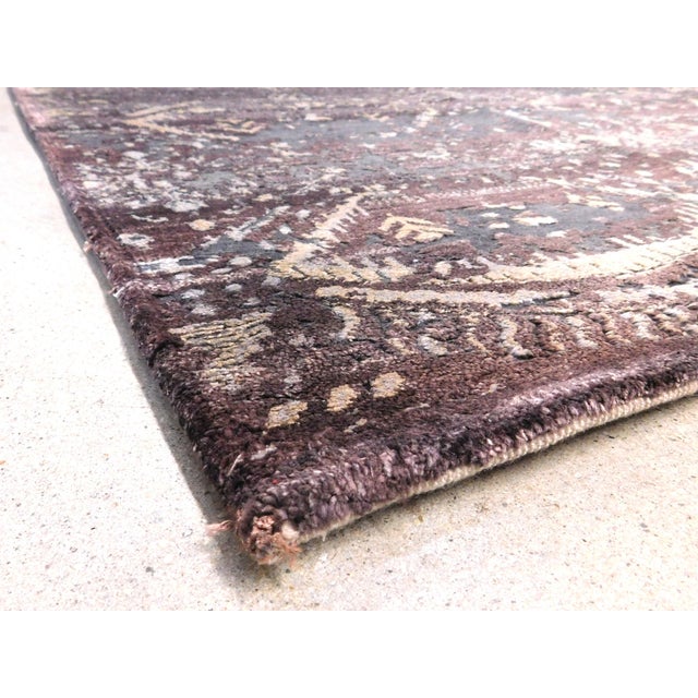 Hand Knotted Bamboo Silk and Wool Rug in High and Low Texture. 7'10"x 9'9" For Sale - Image 14 of 18