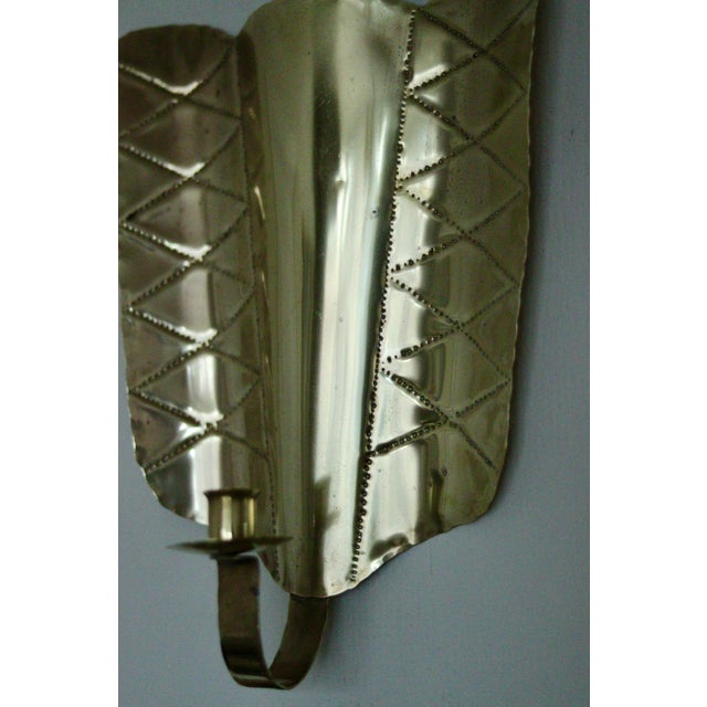 Mid-Century Swedish Brass Shield-Shaped Sconces, Set of 2 For Sale - Image 12 of 18
