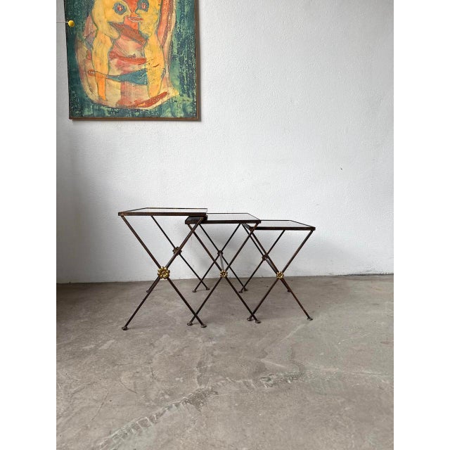 Nesting Tables by Jacques Adnet, 1950s, Set of 3 For Sale - Image 9 of 18