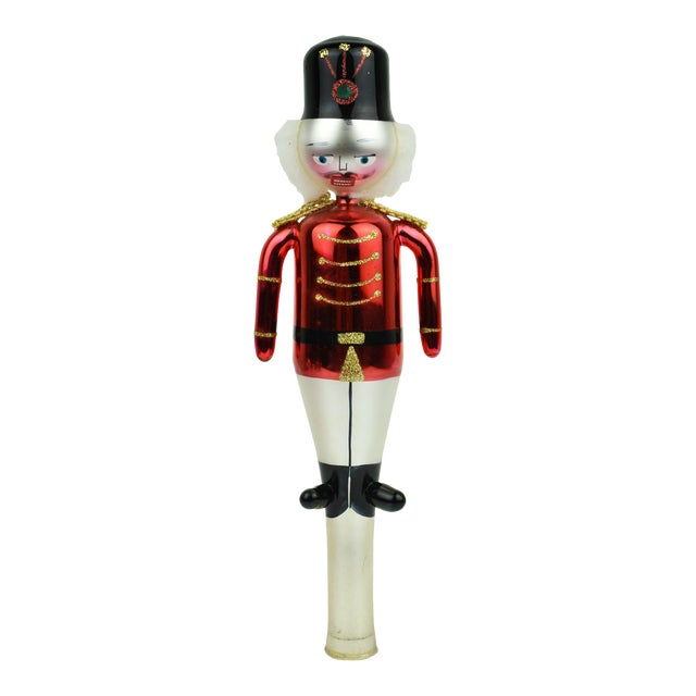 Late 20th Century Hand Blown Italian Glass Nutcracker Style Christmas Tree Topper For Sale