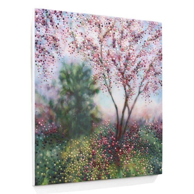 Contemporary And So We Danced - Original Three Dimensional Abstract Landscape Mixed Media Painting on Wood Panel by Kimberly Blackstock For Sale - Image 3 of 9