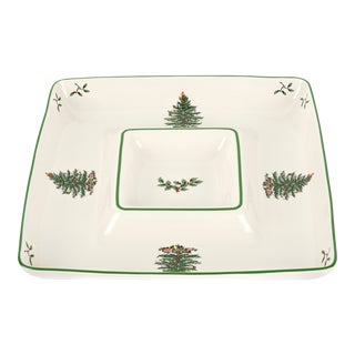 Spode Christmas Tree Square Chip and Dip Platter 12.5" For Sale