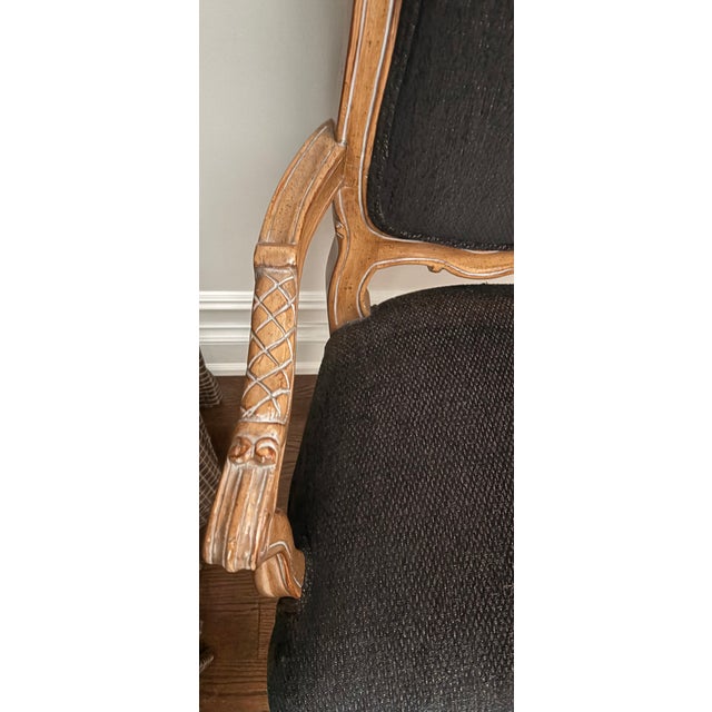Brown Dining Table With Set of 6 Country French Style Dining Chairs For Sale - Image 8 of 16