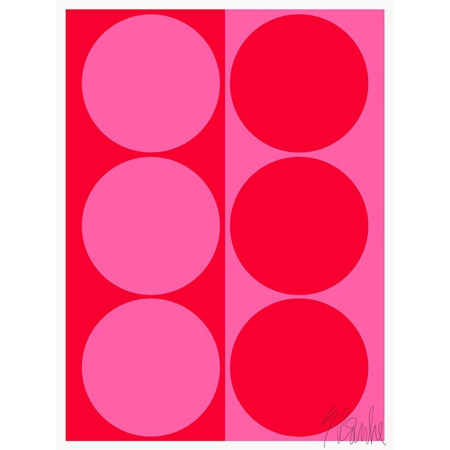 Dynamic Pair Bright Pink and Red Fine Art Print 28.5" X 40" by Liz Roache For Sale