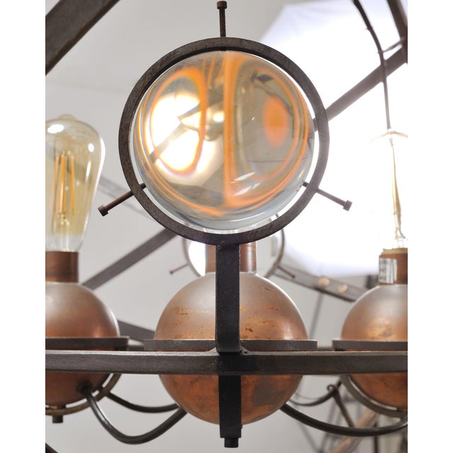 Orbital Atomic Age Iron and Copper Chandelier by Jefferson Mack For Sale In Sacramento - Image 6 of 18