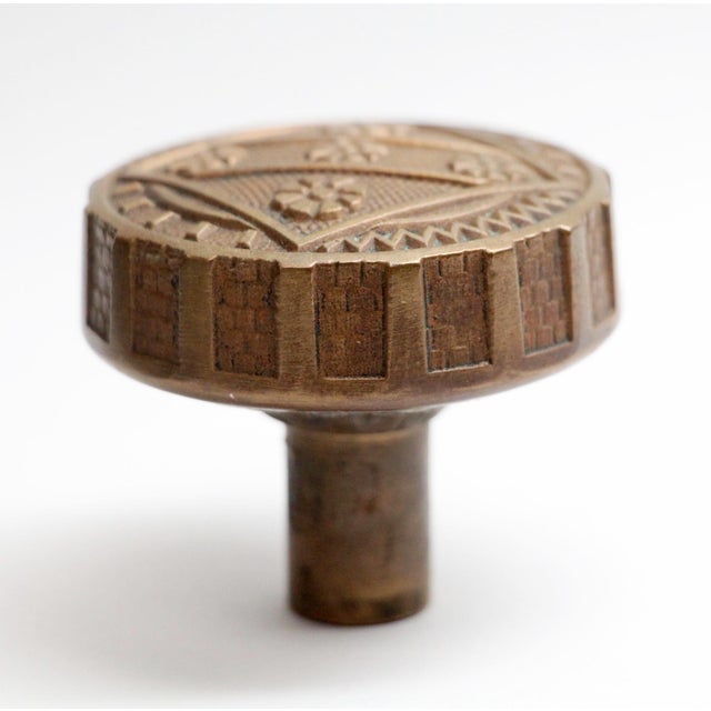 Traditional Antique Bronze Vernacular f.c. Linde Door Knob For Sale - Image 3 of 4