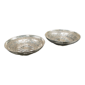Pair of Antique Presentation Serving Dishes, Indian Silver Plate Bowl, Victorian