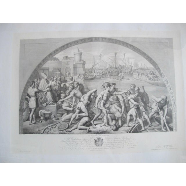 Late 19th century print on paper reproducing the fresco of 'The Defeat of the Saracens' or the Battle Ostia, painted by...