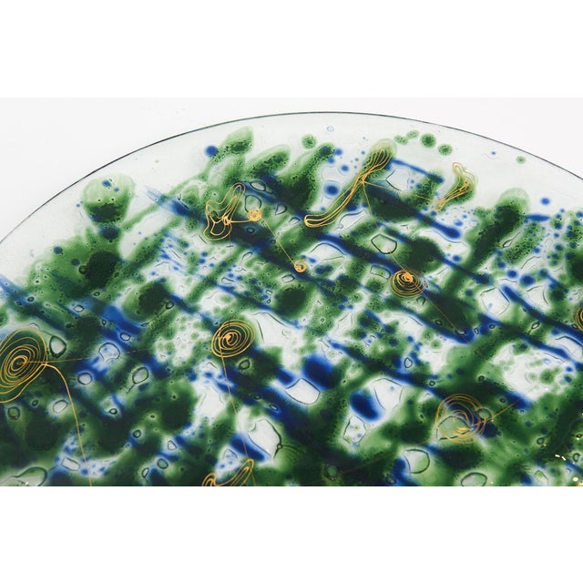 This very special vintage mid century modern Michael and Francis Higgins fused glass platter is from the 60's. It has the...