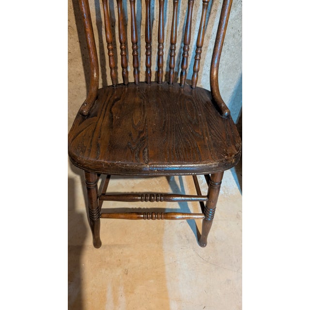 Set of Four (4) Antique Oak Pressed Back Dining Chairs For Sale In Washington DC - Image 6 of 11