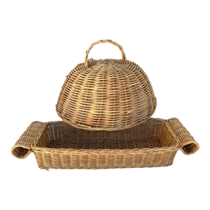 Wicker Food Cover W/Bread Basket-a Pair