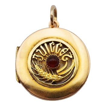 Art Nouveau July Locket Pendant For Sale