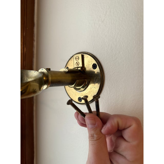 19th Century, English Mahogany & Brass Nautical Gimbal Thermometer, Barometer For Sale - Image 4 of 9