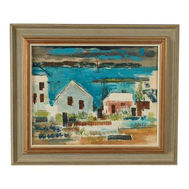 Vintage Modernist Painting of a Bermuda Bayscape by Alfred Birdsey For Sale
