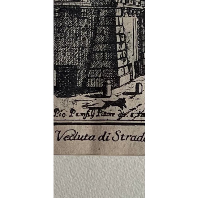 Late 18th Century Antique Engraving, "Veduta Di Strata Maggiore," Bologna by Pio Panfili, Framed For Sale - Image 12 of 12