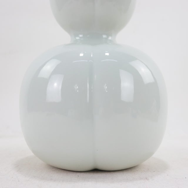 Pair of Celadon Glazed Triple-Neck Double Gourd Vases For Sale - Image 9 of 10
