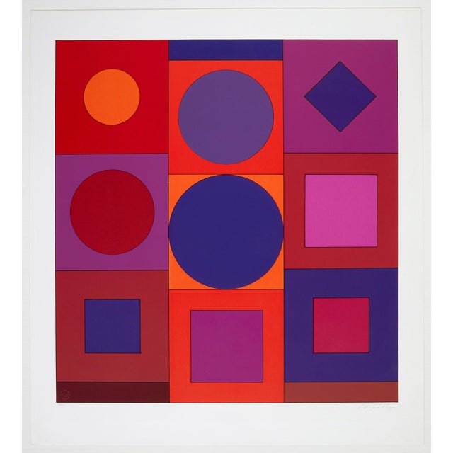 Granat Silkscreen Print from Victor Vasarely's Lapidaire Portfolio, 1966 For Sale - Image 7 of 7