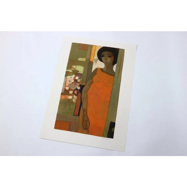 Artist: Andre Minaux Country: France Title: La Robe orange Medium: Original Lithograph Marks: Signed in pencil and...