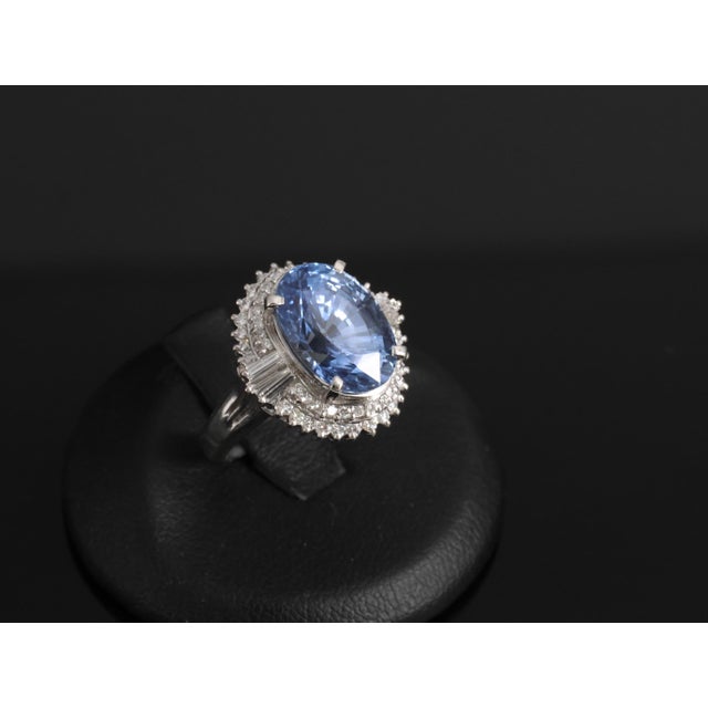 Late 20th Century Fine 7.43ct Gia Ceylon Blue Sapphire & 0.60ct Diamond Platinum Ring, Size 5.75 For Sale In New York - Image 6 of 18