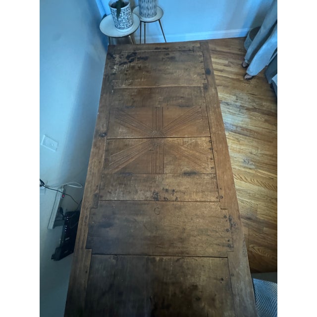 Rustic European Rare 1600s Antique Hand-Carved Wooden Chest / Table Rare!! One-of-a-Kind Historic Piece — Reportedly Dating to the 1600s For Sale - Image 3 of 5