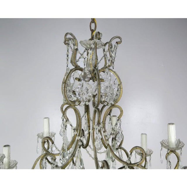 10-Light French Louis XV Style Crystal Beaded Chandelier, Circa 1930s For Sale In Los Angeles - Image 6 of 13