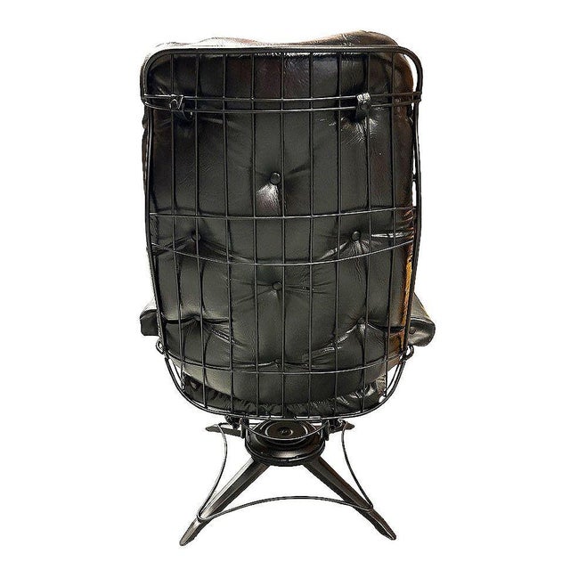 Metal MCM Model 90 "Riviera" Swivel Springer Iron Lounge Chair W/ Ottoman by Homecrest For Sale - Image 7 of 15