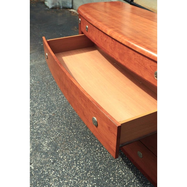 1990s Doimo Italian Modern Curved Cherry Credenza Dresser With Mirror For Sale In Raleigh - Image 6 of 9