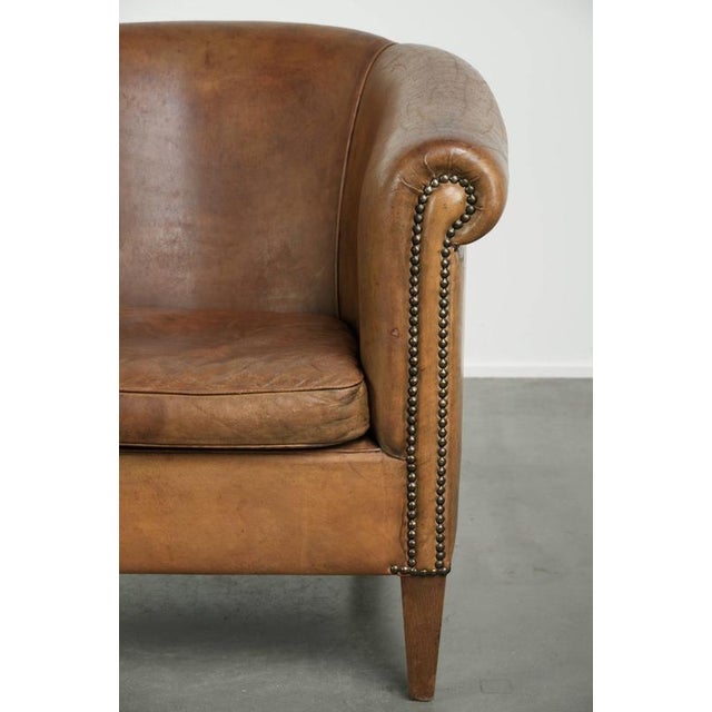 Vintage Sheepskin Club Armchair in Light Cognac For Sale - Image 9 of 13