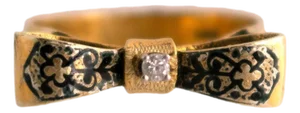 Antique Enameled Bow Ring, Size 6.5