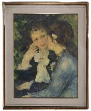 After Pierre Auguste Renoir, Confidences, Mid-20th-Century, Oil on Canvas