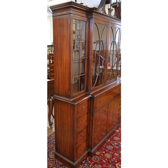Mid 20th Century Grosfeld House Flame Mahogany Inlaid China Cabinet Bookcase Breakfront For Sale In New York - Image 6 of 18