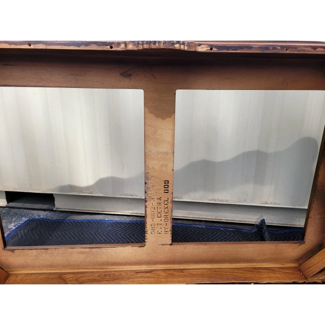 Brown 1970s Drexel Expansive Vintage Coffee Table With 2 Glass Inserts For Sale - Image 8 of 9