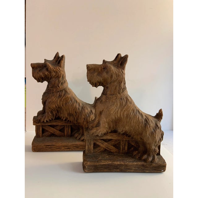 Absolutely Charming 1940s Mid-Century Scotty Dog Syrocco Wood Bookends Set/2 Some minor light wear. Ready for your...