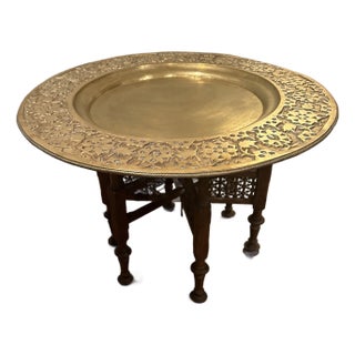 Moroccan Brass Tray Table For Sale