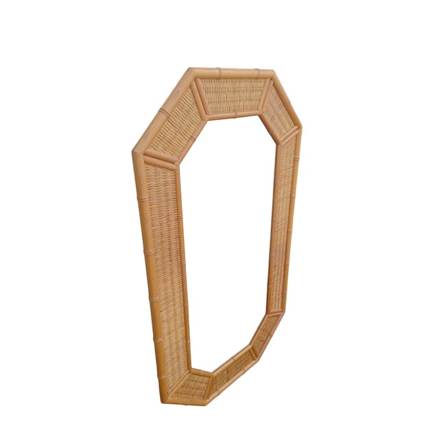 Vintage Pair of Faux Bamboo and Wicker Octagonal Mirrors Chairish