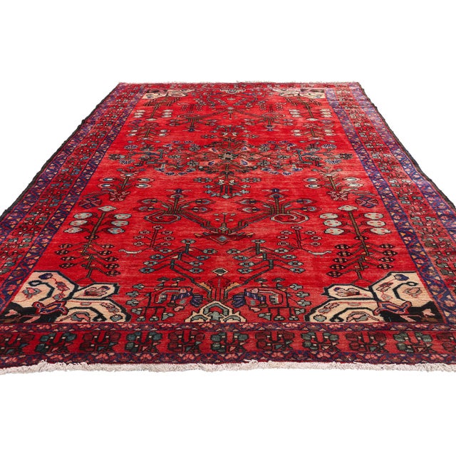 Jacobean Vintage Red Persian Lilihan Rug - 05'08 X 10'02 For Sale - Image 3 of 10