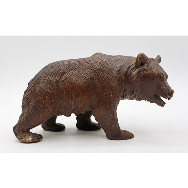 Rustic Late 19th Century Swiss Small-Medium Size Strolling Black Forest Bear For Sale - Image 3 of 6