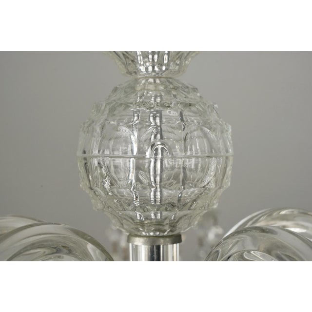 Restored Vintage Art Deco Five Arm Crystal Chandelier For Sale - Image 4 of 11