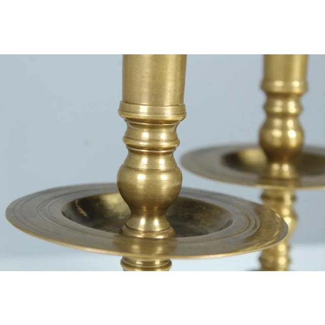 Late 19th Century Brass & Gilded Candleholders, Set of 2 For Sale - Image 5 of 10