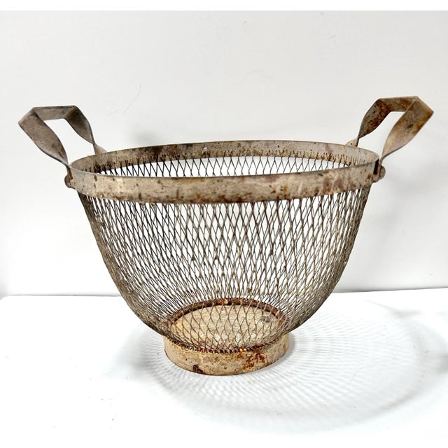 1950s Vintage Metal Wire Gathering Basket For Sale - Image 5 of 8