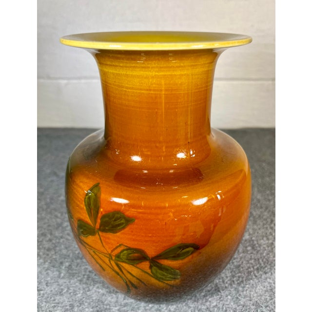 Rookwood Pottery Standard Glaze Vase in a deep rich chocolate brown color with tasteful highlights of yellow. Unique shape...