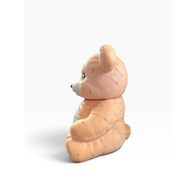 Traditional Vintage Pink Teddy Bear Cookie Jar, Ceramic, Made in Taiwan For Sale - Image 3 of 6